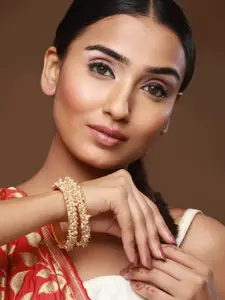 Anouk Set Of 2 Gold-Plated  Pearl Beaded Bangles