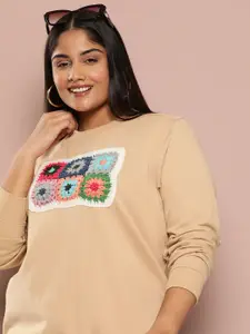 Sztori Plus Size Crochet Patch Sweatshirt