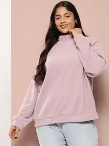 Sztori Plus Size High Neck Fleece Sweatshirt