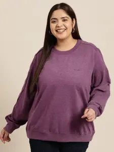 Sztori Plus Size Women Solid Sweatshirt With Contrast Piping