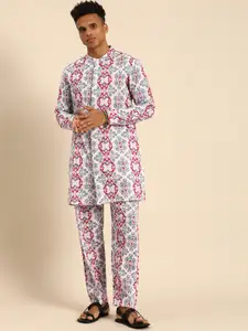 Sangria Men Printed Regular Kurta with Pyjamas