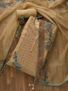 Koskii Embellished Semi-Stitched Dress Material