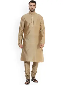 KISAH Men Brown Solid A-Line Kurta