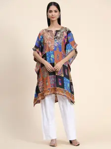 HOUSE OF KARI Ethnic Motif Printed Extended Sleeves Cotton Kaftan Kurta