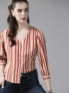 The Roadster Lifestyle Co. Classic Opaque Striped Casual Shirt