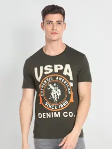 U.S. Polo Assn. Denim Co.Typography Printed Pure Cotton Slim Fit T-shirt