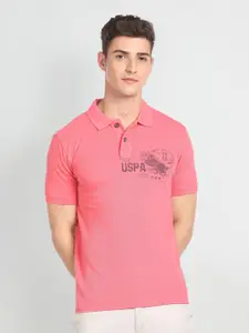 U.S. Polo Assn. Denim Co. Polo Collar Pure Cotton Solid Slim Fit T-shirt