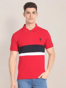 U.S. Polo Assn. Colourblocked Slim Polo Collar T-shirt