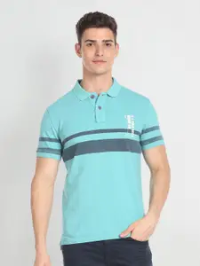 U.S. Polo Assn. Denim Co. Slim Fit Pure Cotton Engineered Stripe Polo Collar T-shirt