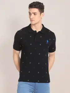 U.S. Polo Assn. Conversational Printed Polo Collar Pure Cotton Slim Fit T-shirt
