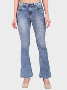 DressBerry Women Blue Bootcut Mid Rise Clean Look Heavy Fade Denim Jeans