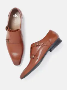 GABICCI Men Textured Leather Formal Monk Shoes