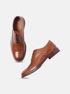 GABICCI Men Textured Leather Formal Brogues