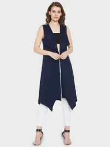 Hypernation Sleeveless Front Open Longline Asymmetric Hem Pure Cotton Shrug