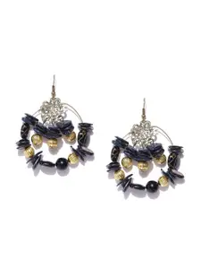 DressBerry Black Gold-Plated Contemporary Drop Earrings