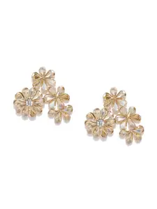 DressBerry Gold-Plated Artificial Stones Contemporary Studs Earrings