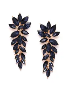 DressBerry Navy Blue Gold-Plated Contemporary Drop Earrings