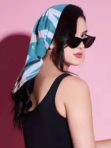 Athena Women Sea Green & White Printed Scarf