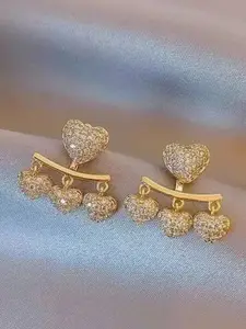 VIEN Gold-Plated Heart Shaped Studs Earrings