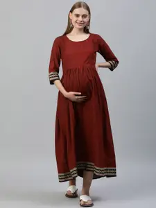 Swishchick Maternity Cotton A-Line Maxi Dress