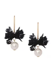 Shining Diva Fashion Set of 2 Black  Gold-Toned Contemporary Drop Earrings