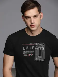 Louis Philippe Jeans Brand Logo Printed Pure Cotton Slim Fit T-shirt