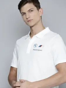 PUMA Motorsport Brand Logo BMW Motorsport Printed Polo Collar Pure Cotton T-shirt