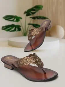 Picktoes Embellished Open Toe Block Heels