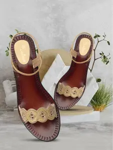 Picktoes Embellished Open Toe Block Heels With Backstrap