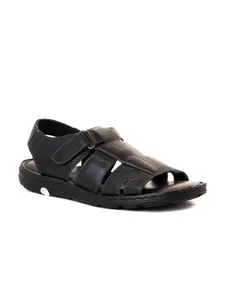 Khadims Men Textured Leather Comfort Sandals