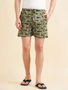 Sweet Dreams Men Green Camouflage Printed Lounge Shorts