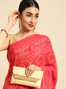 HERE&NOW Poly Georgette Chanderi Saree