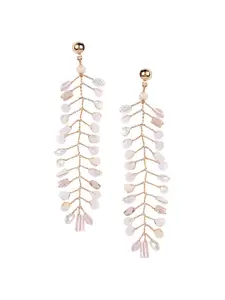 XPNSV Leaf Shaped Crystals Drop Earrings
