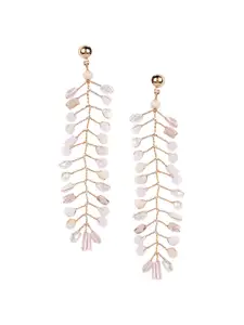 XPNSV Leaf Shaped Crystals Drop Earrings