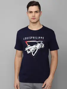 Louis Philippe Sport Typography Printed Slim Fit Pure Cotton T-Shirt