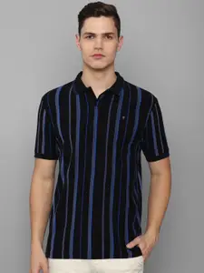 Louis Philippe Sport Striped Polo Collar Slim Fit Pure Cotton T-Shirt