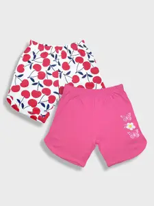 YK Infants Girls Pack Of 2 Printed Pure Cotton Shorts