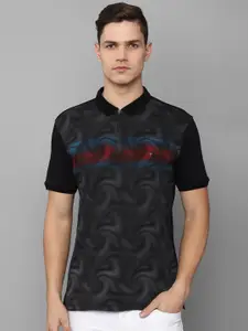 Louis Philippe Jeans Abstract Printed Polo Collar Slim Fit Pure Cotton T-Shirt