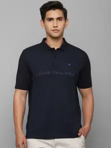 Louis Philippe Geometric Printed Polo Collar Pure Cotton T-Shirt