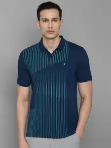 Louis Philippe Striped Polo Collar Pure Cotton T-Shirt