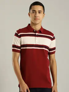 Indian Terrain Polo Collar Colourblocked Cotton T-shirt