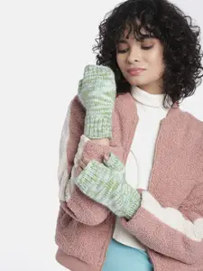 Magic Needles Women Cable Knit Half Hand Acrylic Gloves