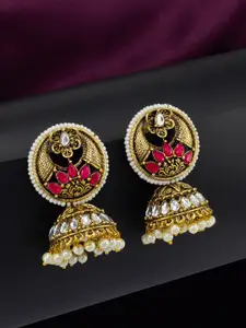PRIVIU Gold-Plated Dome Shaped Beaded Jhumkas