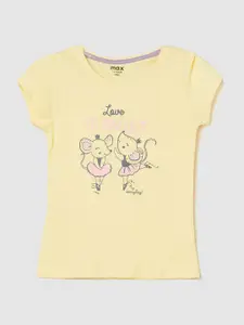 max Girls Graphic Printed Cotton T-shirt