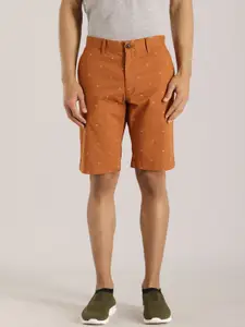 Indian Terrain Men Mid-Rise Slim Fit Conversational Printed  Casual Pure Cotton Shorts