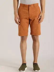 Indian Terrain Men Conversational Printed Mid-Rise Slim Fit Shorts