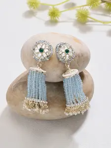 Zaveri Pearls Gold-Plated Kundan Studded Contemporary Drop Earrings