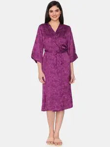 Zivame Women Printed Knee-Length Relaxed-Fit Robe