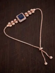Kushal's Fashion Jewellery Rose Gold-Plated Cubic Zirconia Cuff Bracelet