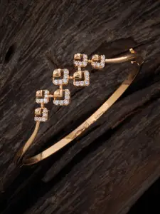 Kushal's Fashion Jewellery Women Gold-Plated Cubic Zirconia Gold-Plated Kada Bracelet